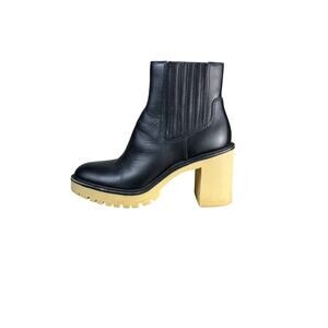 Dolce Vita Caster H2O Black Leather Lug Sole Chelsea Ankle Boots 10 Whimsigoth